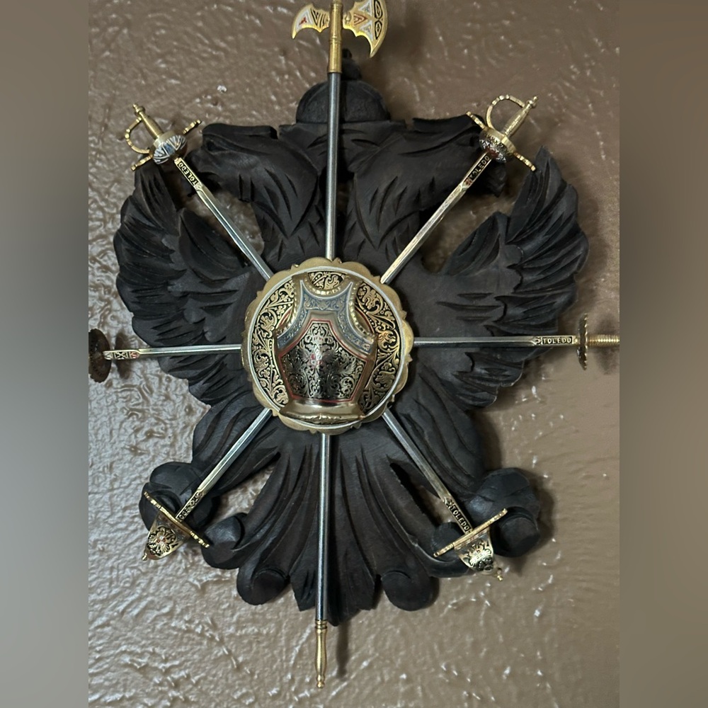 Vintage Toledo Sword Shield Wall Plaque Medieval Castle Decor Art - Picture 3 of 5